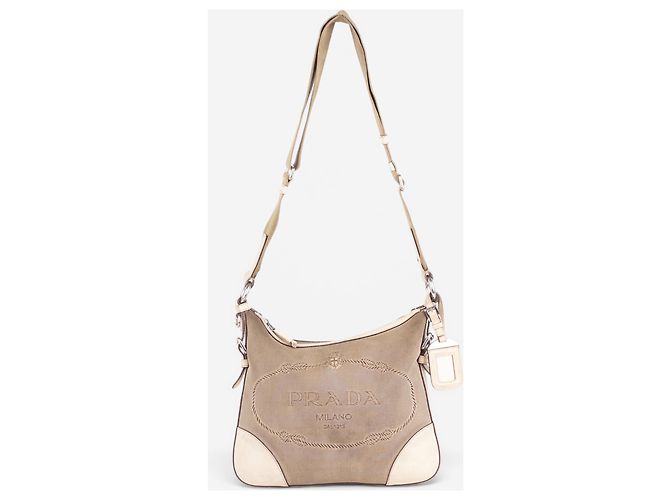 Borsa a tracolla in tela jacquard Prada anni 2000 Beige - vista 3