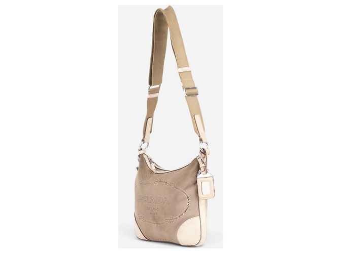 Borsa a tracolla in tela jacquard Prada anni 2000 Beige - vista 4