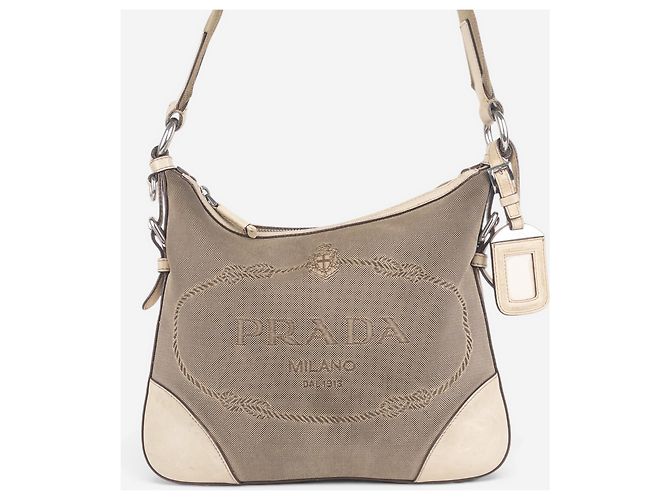 Borsa a tracolla in tela jacquard Prada anni 2000 Beige - vista 6