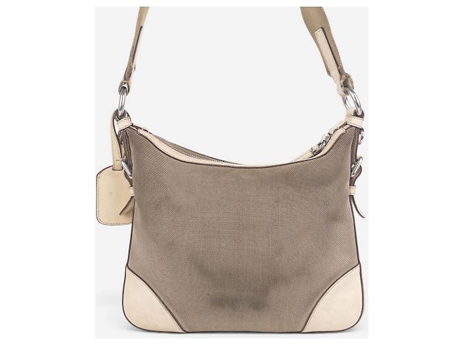 Borsa a tracolla in tela jacquard Prada anni 2000 Beige - vista 7