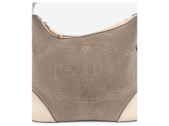 Borsa a tracolla in tela jacquard Prada anni 2000 Beige - vista 8