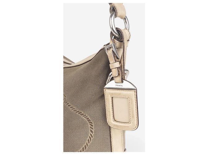 Borsa a tracolla in tela jacquard Prada anni 2000 Beige - vista 9