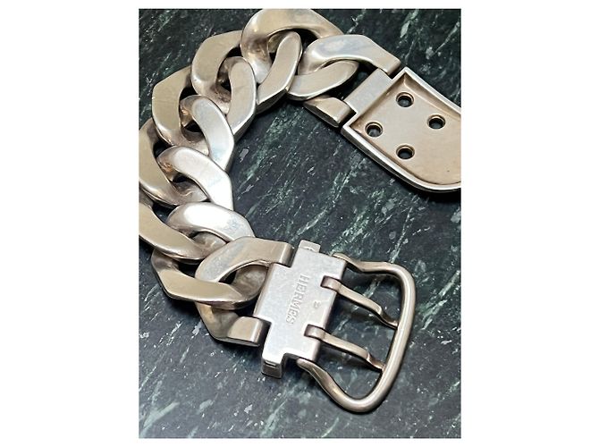 Hermès Bracciale a catena in argento sterling Vintage Hermes Boucles Sellier - vista 4