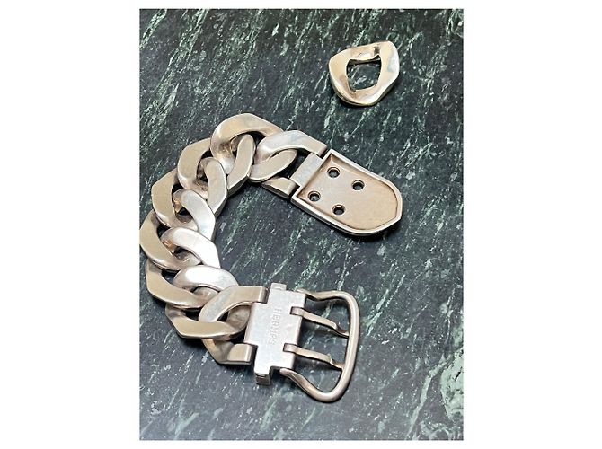 Hermès Bracciale a catena in argento sterling Vintage Hermes Boucles Sellier - vista 5