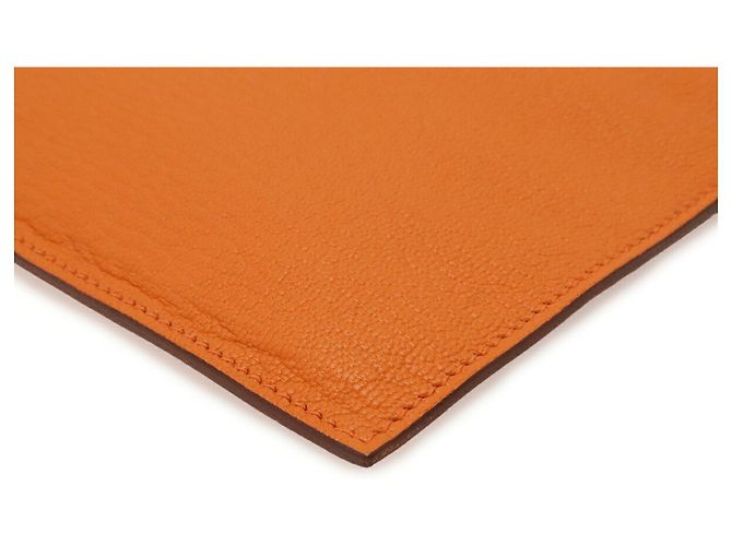 Clutch Hermès Double Zip Flat Pouch Arancione - vista 4
