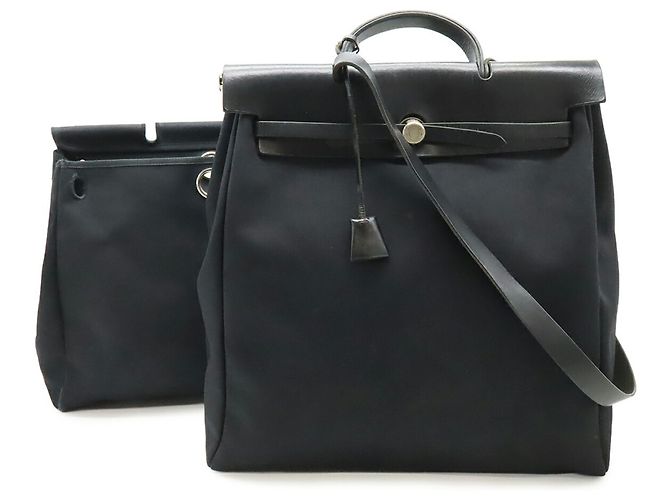 Hermès Borsa a mano e borsa a tracolla Hermes Herbag MM Nero - vista 2