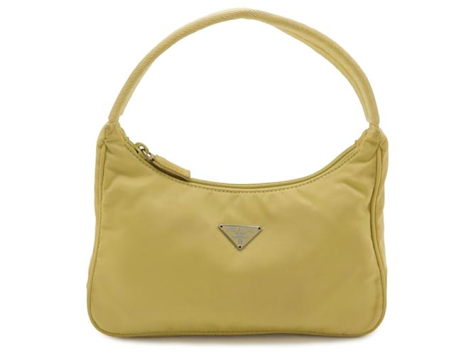 Borsa Pouch Prada Triangle in nylon giallo - vista 2