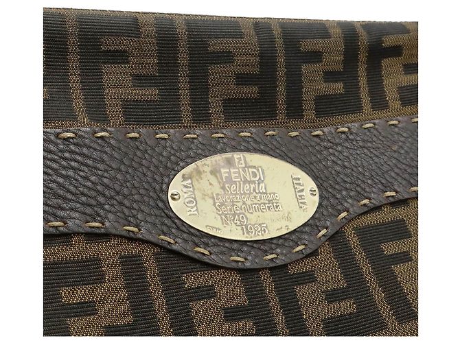 Borsa a Spalla Fendi Selleria Zucca Marrone - vista 10