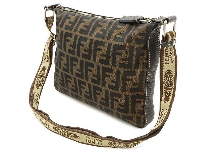 Borsa a Spalla Fendi Selleria Zucca Marrone - vista 3
