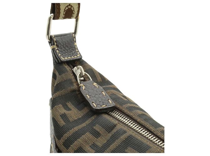 Borsa a Spalla Fendi Selleria Zucca Marrone - vista 7