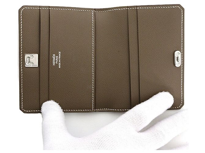 Hermès Tarjetero Hermes Medor en Etoupe Gray Gris pardo - vista 4