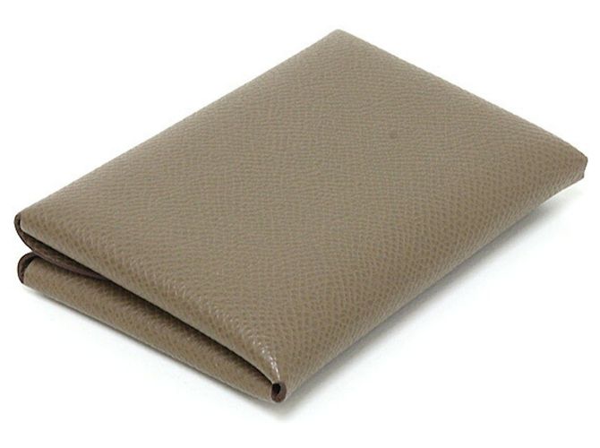 Hermès Monedero Hermes Calvi Duo Epsom Gris pardo - vista 2