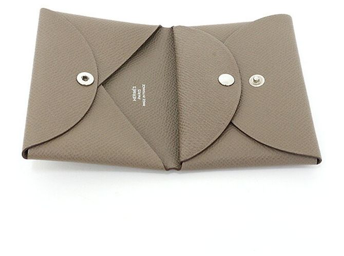 Hermès Monedero Hermes Calvi Duo Epsom Gris pardo - vista 3