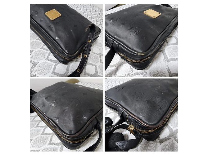 MCM Vintage Visetos Nylon Umhängetasche Schwarz - Ansicht 11