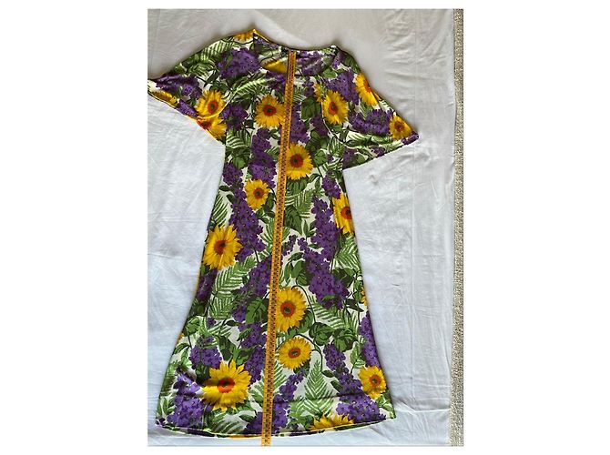 Loewe Midi-Kleid mit Blumenprint Mehrfarben Grün Orange Gelb Hellgrün Lavendel - Ansicht 2