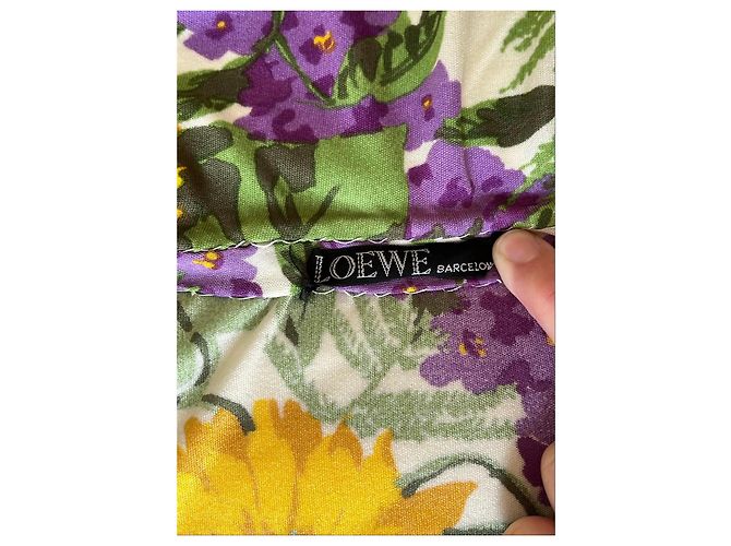 Loewe Midi-Kleid mit Blumenprint Mehrfarben Grün Orange Gelb Hellgrün Lavendel - Ansicht 4