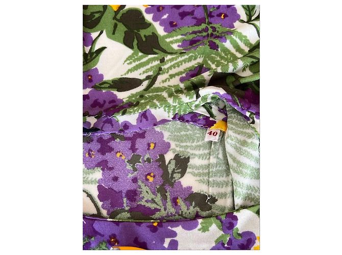 Loewe Midi-Kleid mit Blumenprint Mehrfarben Grün Orange Gelb Hellgrün Lavendel - Ansicht 5