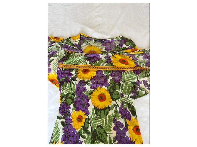 Loewe Midi-Kleid mit Blumenprint Mehrfarben Grün Orange Gelb Hellgrün Lavendel - Ansicht 7