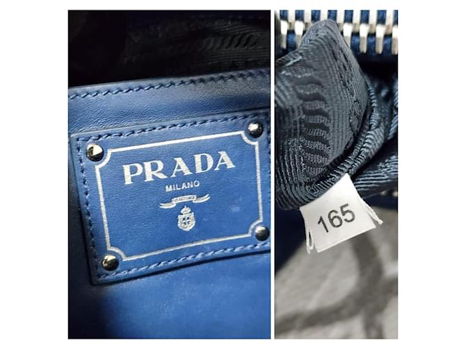 Prada Soft Calf Double Zip Tote Bag Blue - view 2