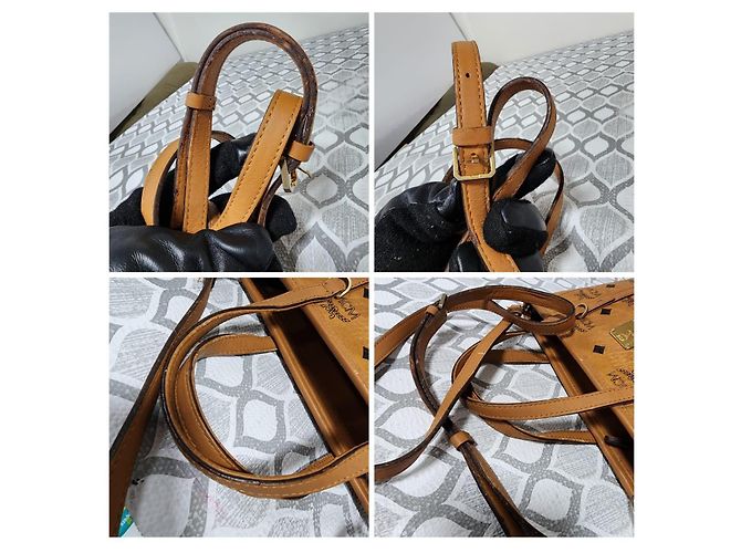 MCM Visetos Mini Toni Shopper Tote Cognac Marrone - vista 10