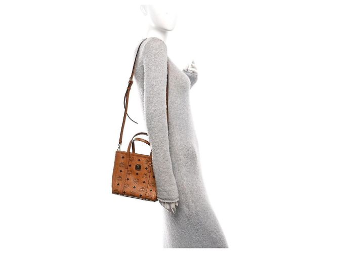MCM Visetos Mini Toni Shopper Tote Cognac Marrone - vista 14