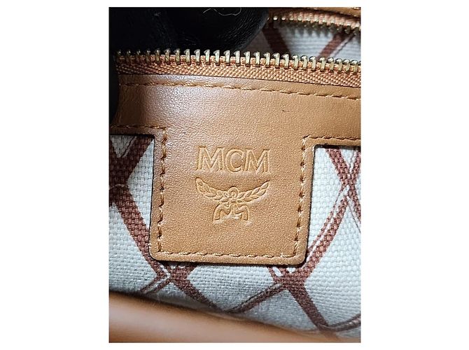 MCM Visetos Mini Toni Shopper Tote Cognac Marrone - vista 5