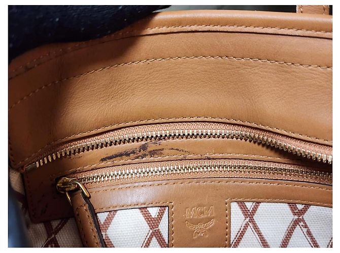MCM Visetos Mini Toni Shopper Tote Cognac Marrone - vista 8