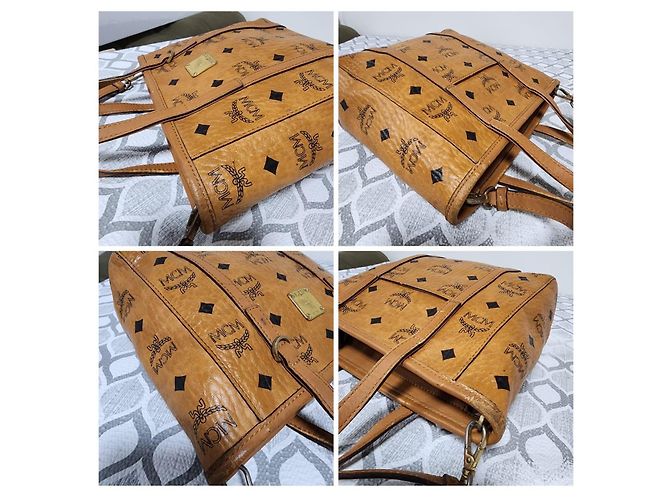 MCM Visetos Mini Toni Shopper Tote Cognac Marrone - vista 9