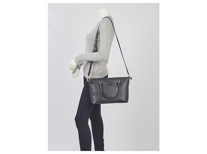 Borsa a tracolla convertibile in pelle Micro Guccissima nera Nero - vista 14