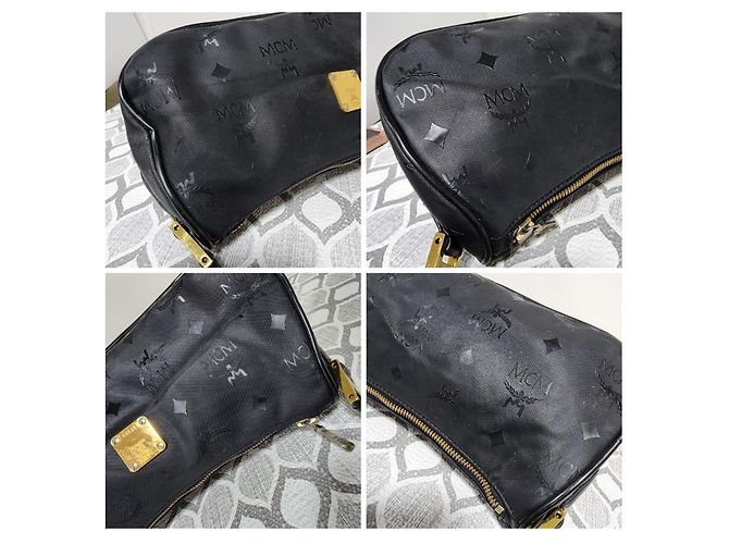 Bolsa de ombro vintage em nylon MCM preta Preto - vista 9