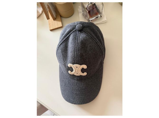 Céline Celine Triomphe Grey Wool Baseball Cap - view 2