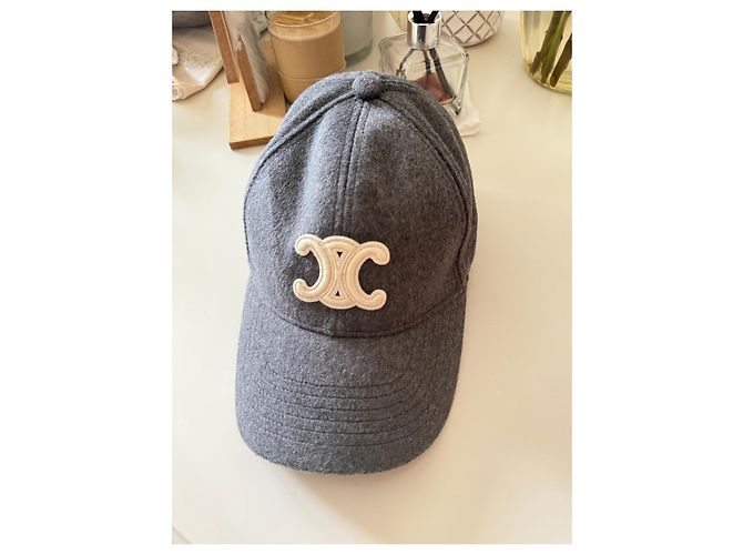 Céline Celine Triomphe Grey Wool Baseball Cap - view 3