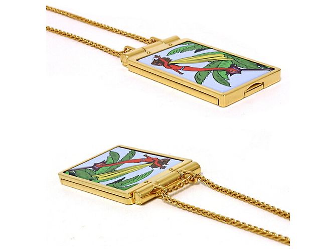 Hermès Collana con pendente specchio HERMES On the Beach Compact Multicolore D'oro - vista 4