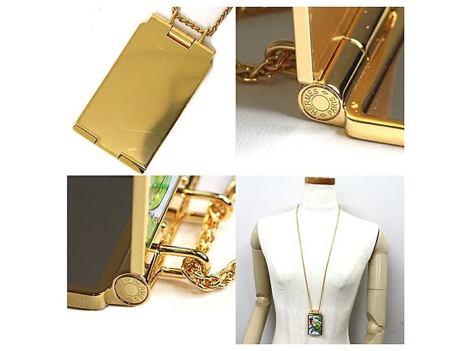 Hermès Collana con pendente specchio HERMES On the Beach Compact Multicolore D'oro - vista 6