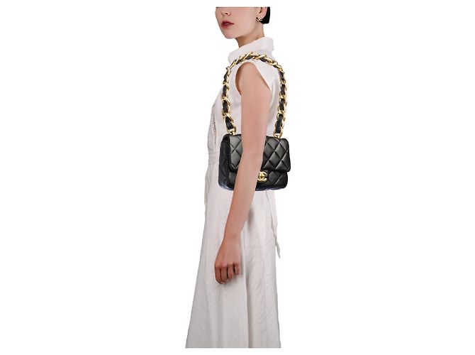 Bolsa CHANEL Timeless/Classique em Couro Preto - 103745 - vista 13