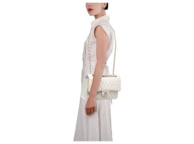 Borsa CHANEL Timeless/Classique in Pelle Bianca - 103719 Bianco - vista 12
