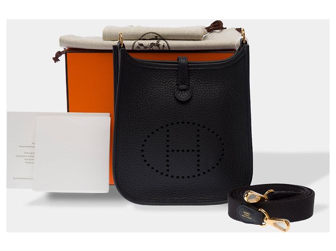 Hermès Borsa HERMES Mini Evelyne in Pelle Blu Navy - 103712 - vista 2