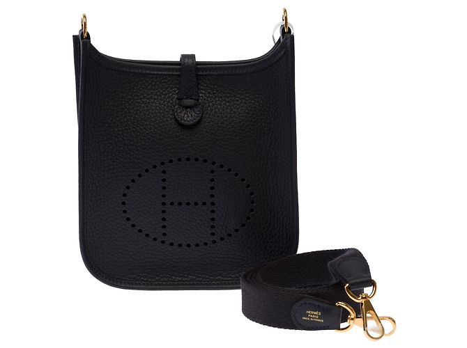 Hermès Borsa HERMES Mini Evelyne in Pelle Blu Navy - 103712 - vista 3