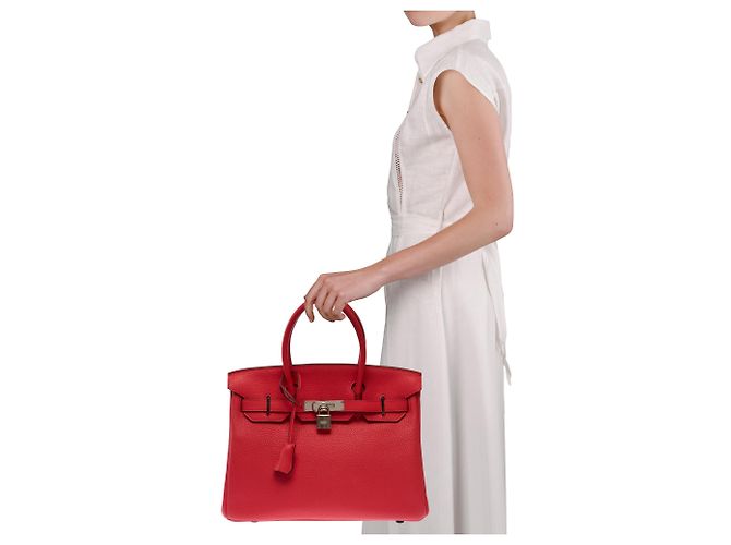 Hermès Borsa HERMES Birkin 30 in Pelle Rossa - 103708 Rosso - vista 13
