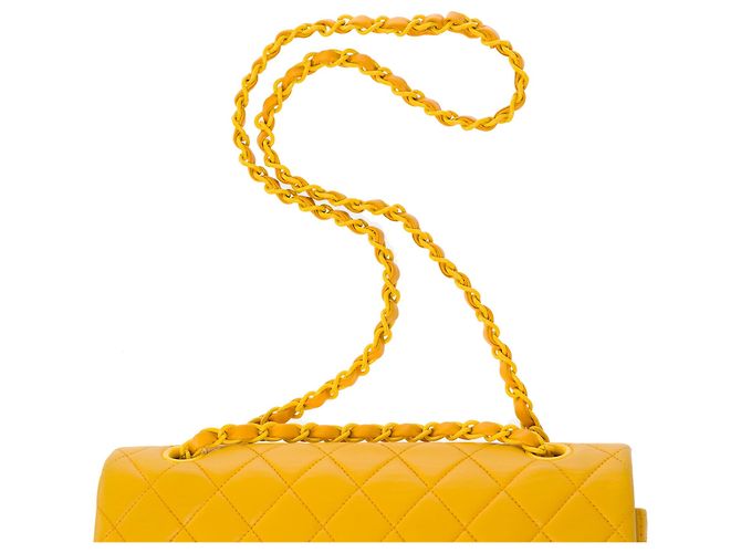 Bolsa CHANEL Timeless/Classique em Couro Amarelo - 103743 - vista 10