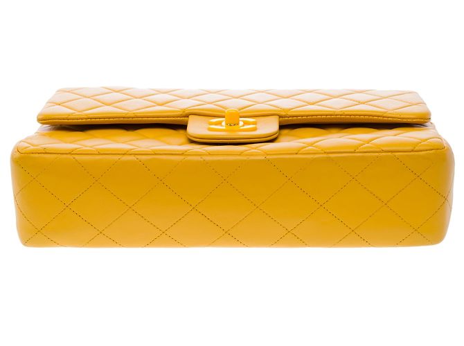 Bolsa CHANEL Timeless/Classique em Couro Amarelo - 103743 - vista 11