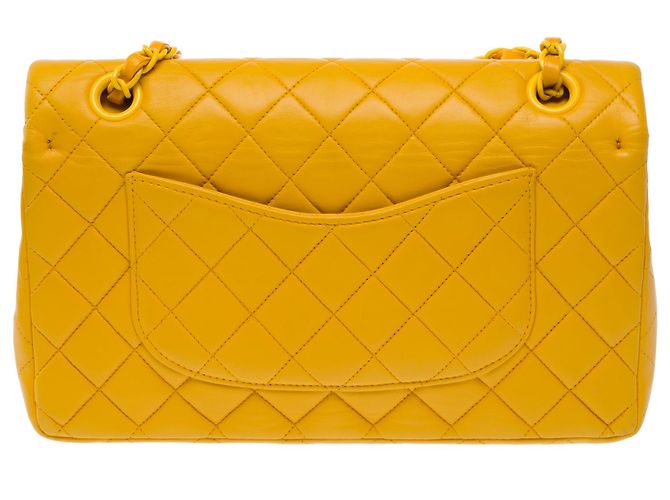 Bolsa CHANEL Timeless/Classique em Couro Amarelo - 103743 - vista 4