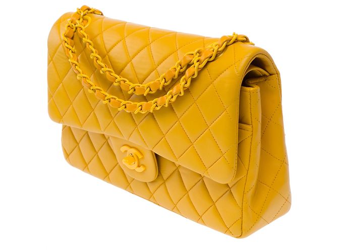 Bolsa CHANEL Timeless/Classique em Couro Amarelo - 103743 - vista 5