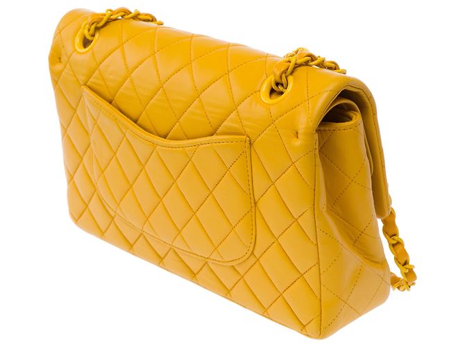 Bolsa CHANEL Timeless/Classique em Couro Amarelo - 103743 - vista 6
