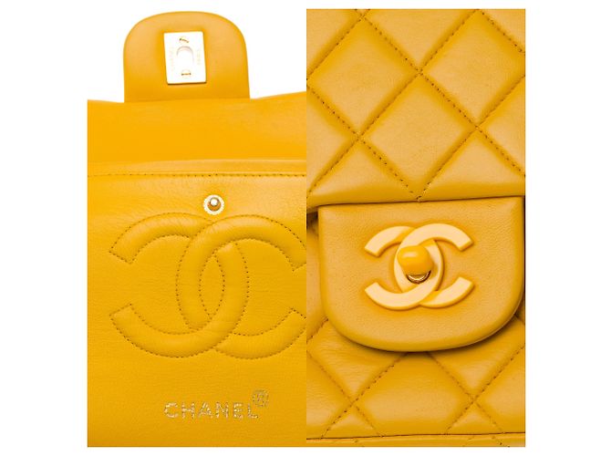 Bolsa CHANEL Timeless/Classique em Couro Amarelo - 103743 - vista 7