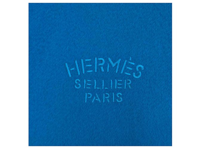 Hermès Stola in cashmere blu Hermes - vista 5