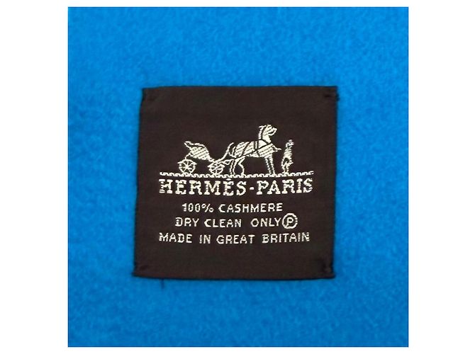 Hermès Stola in cashmere blu Hermes - vista 6