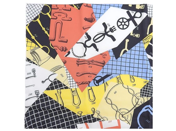 Hermès Hermes Carre 70 Les Petit Papier Sciarpa in seta Multicolore - vista 3