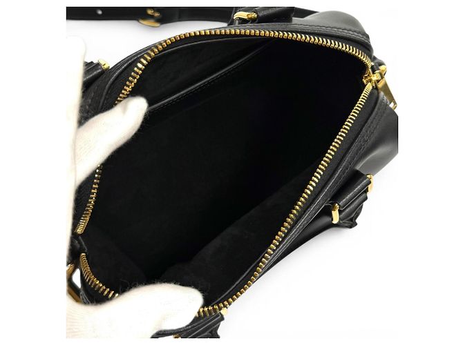Céline Celine 11377 Borsa Boston Small Cuir Triomphe in pelle liscia Nero - vista 5