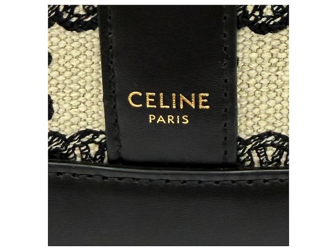 Céline Borsa a tracolla Celine Small Bucket Triomphe Nero Bianco sporco - vista 8